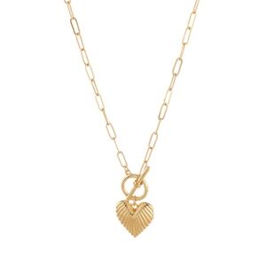 Textured Heart & Clip Chain Necklace